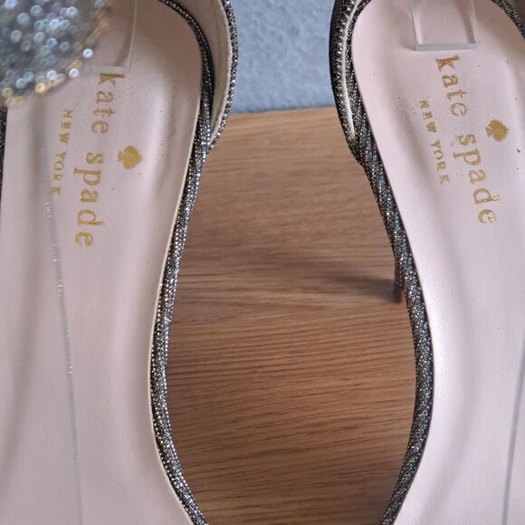 KATE SPADE NEW YORK Womens 6.5 Metallic Leather Isa Sandals Silver Glitter - Picture 11 of 15